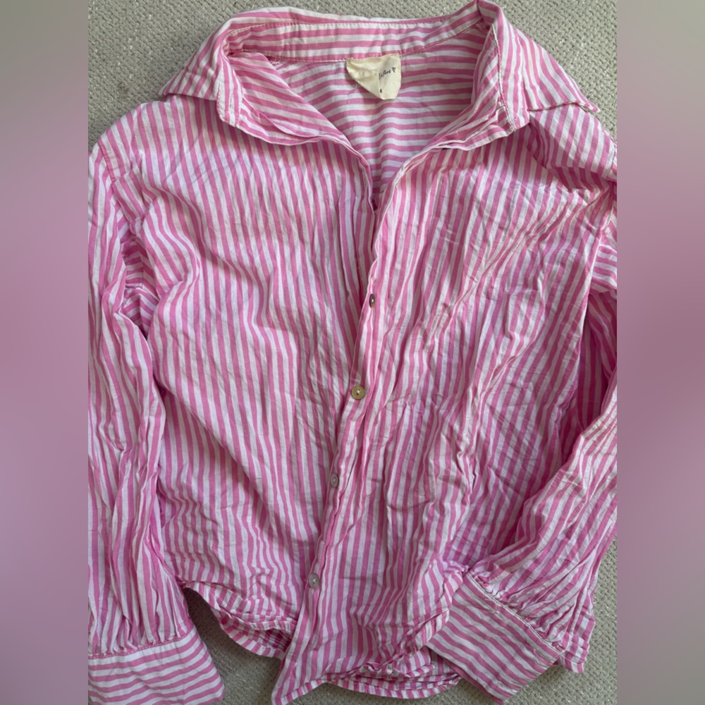 Pink Striped Button-Up Shirt